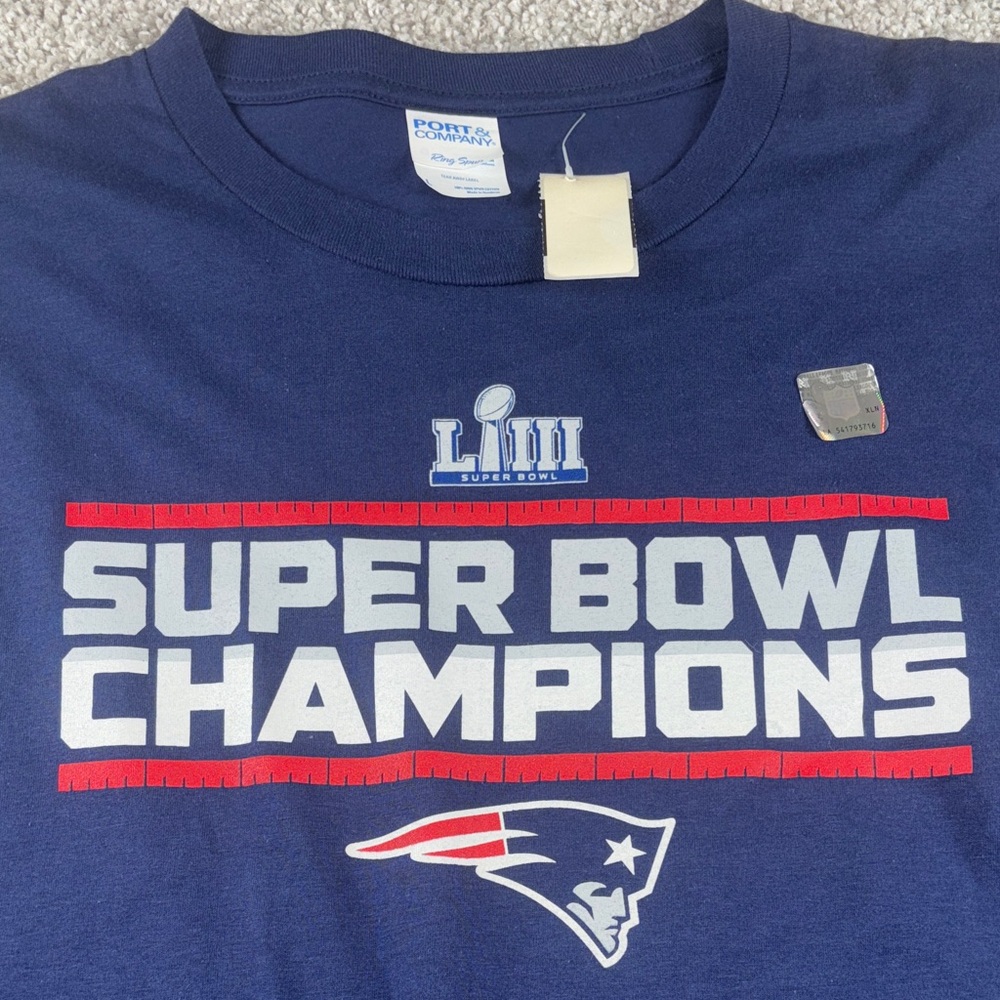 NFL New England Patriots Super Bowl 53 Champions Blue‎ Long Sleeve Shirt large